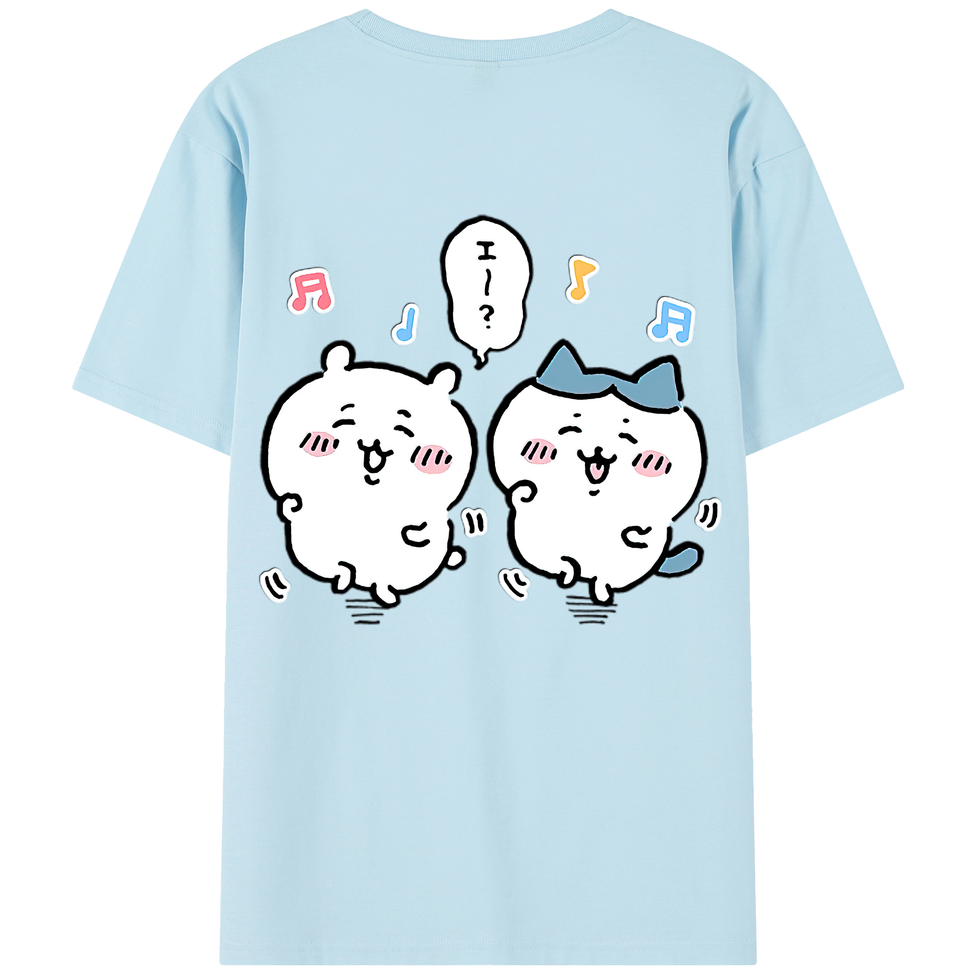 （画像用） ちいかわ ハチワレ Chii-kawa hachiware 綿100％半袖Tシャツ（背面プリント）